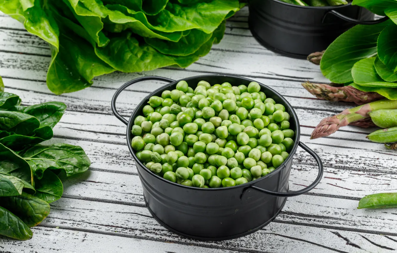 Photo wallpaper table, peas, green peas, green peas, young green peas