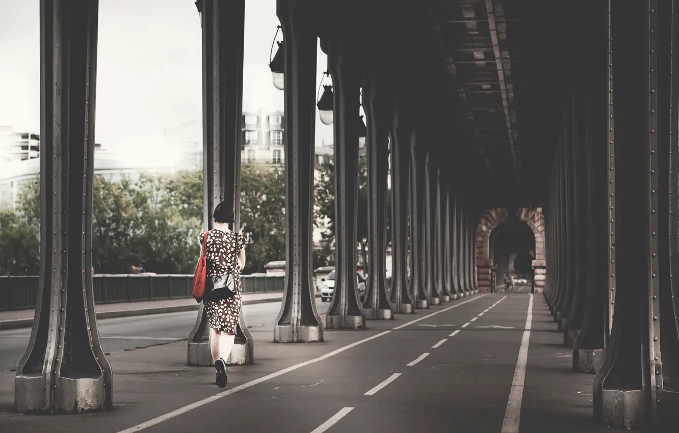 Photo wallpaper girl, France, Paris, Inception Bridge