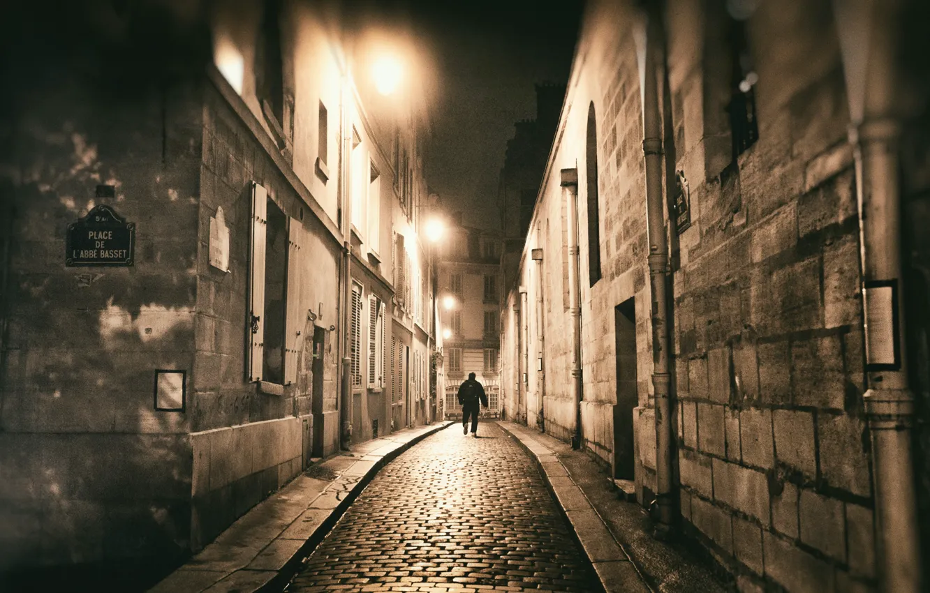 Photo wallpaper Paris, street, man, midnight