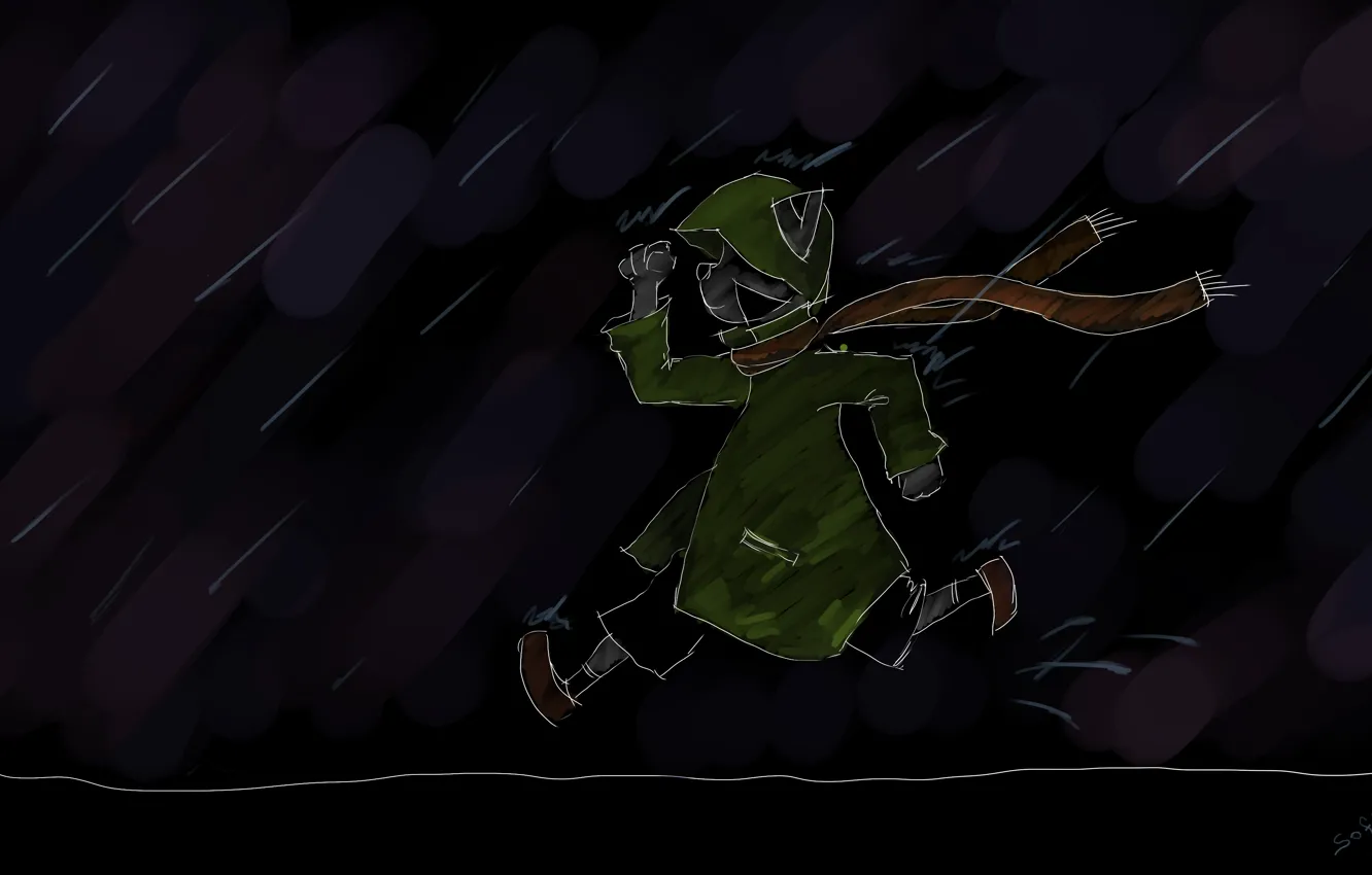 Photo wallpaper tiger, rain, minimalism, runs, rain, tiger, run, Soft Tiger