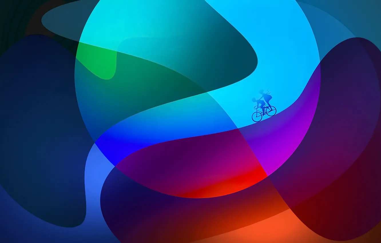 Photo wallpaper bike, color, silhouette, form