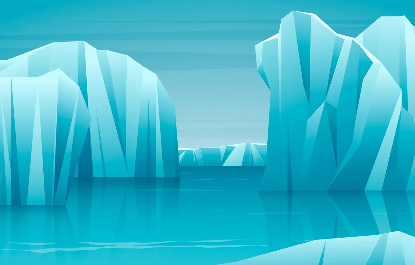 Photo wallpaper ice, winter, the sky, water, landscape, nature, rendering, graphics