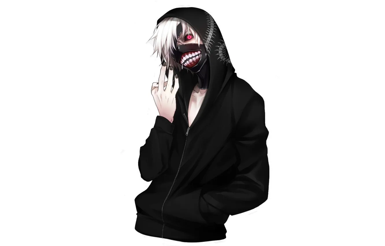 Photo wallpaper look, anger, mask, hood, guy, gesture, art, ghoul