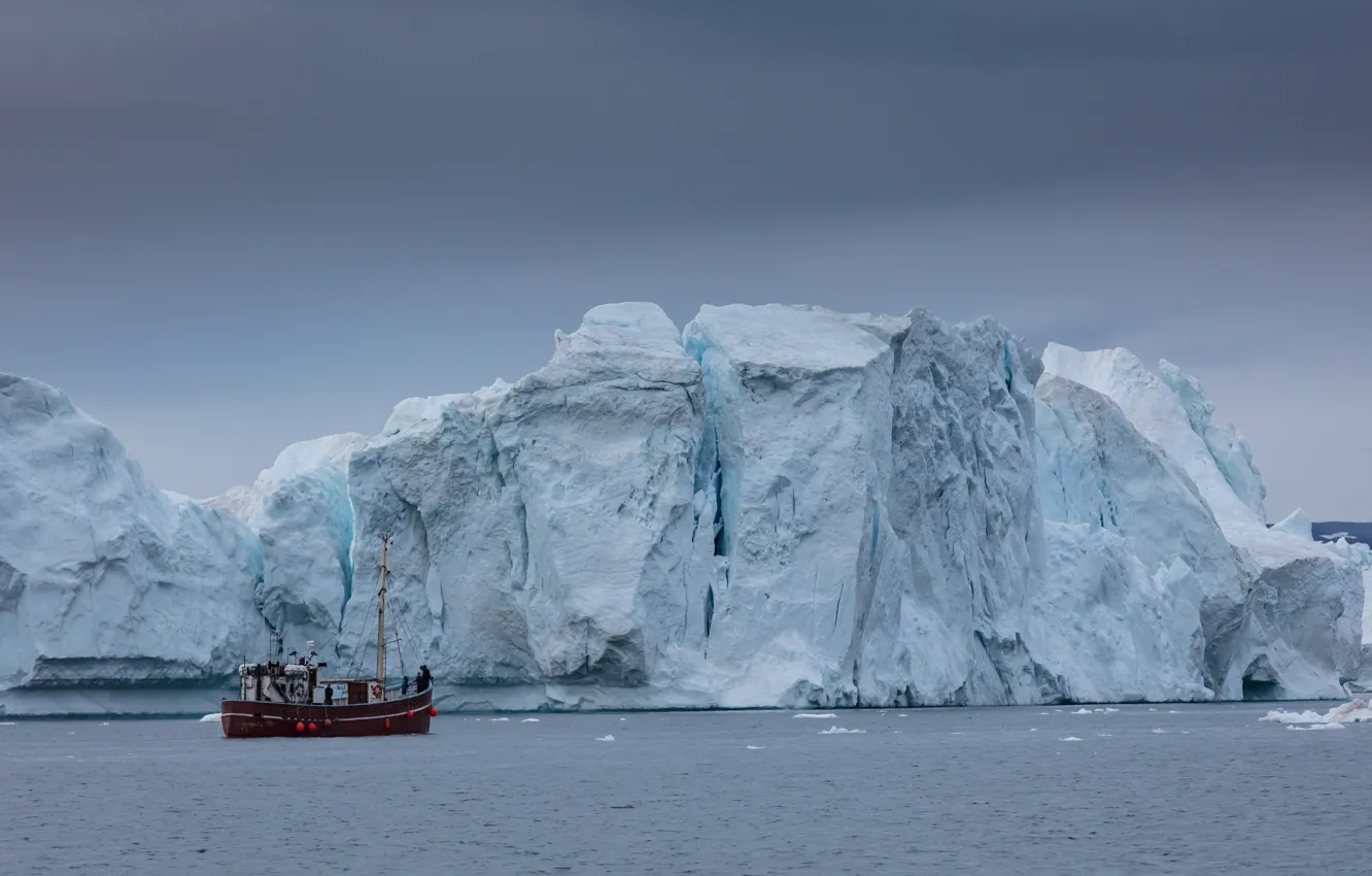 Photo wallpaper cold, ice, winter, sea, the sky, water, clouds, snow
