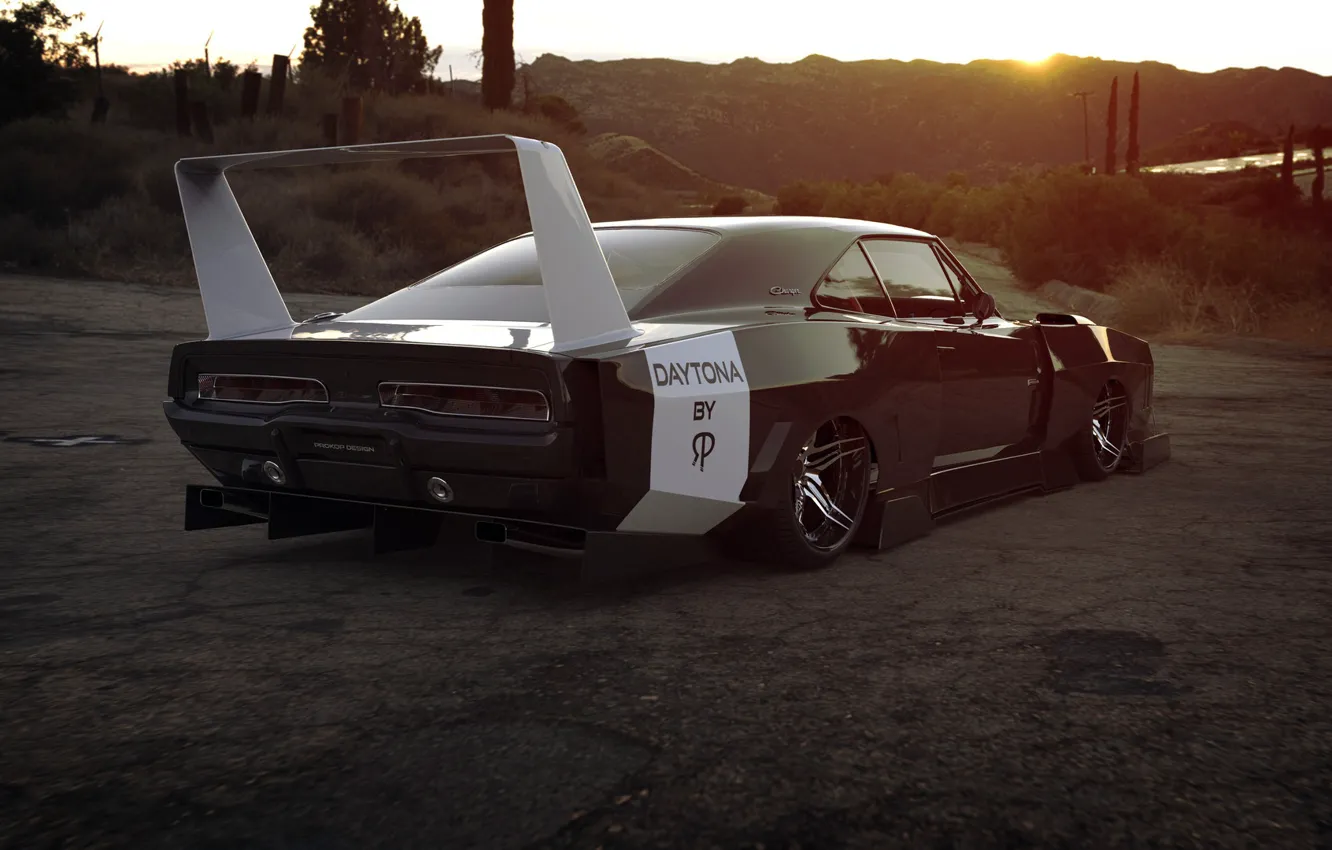 Photo wallpaper machine, auto, rendering, Charger, Concept Art, Daytona, Dodge Charger Daytona, Transport & Vehicles