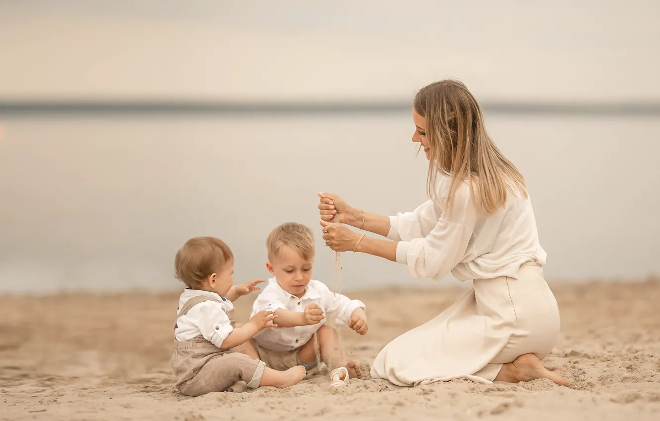Photo wallpaper children, family, mother