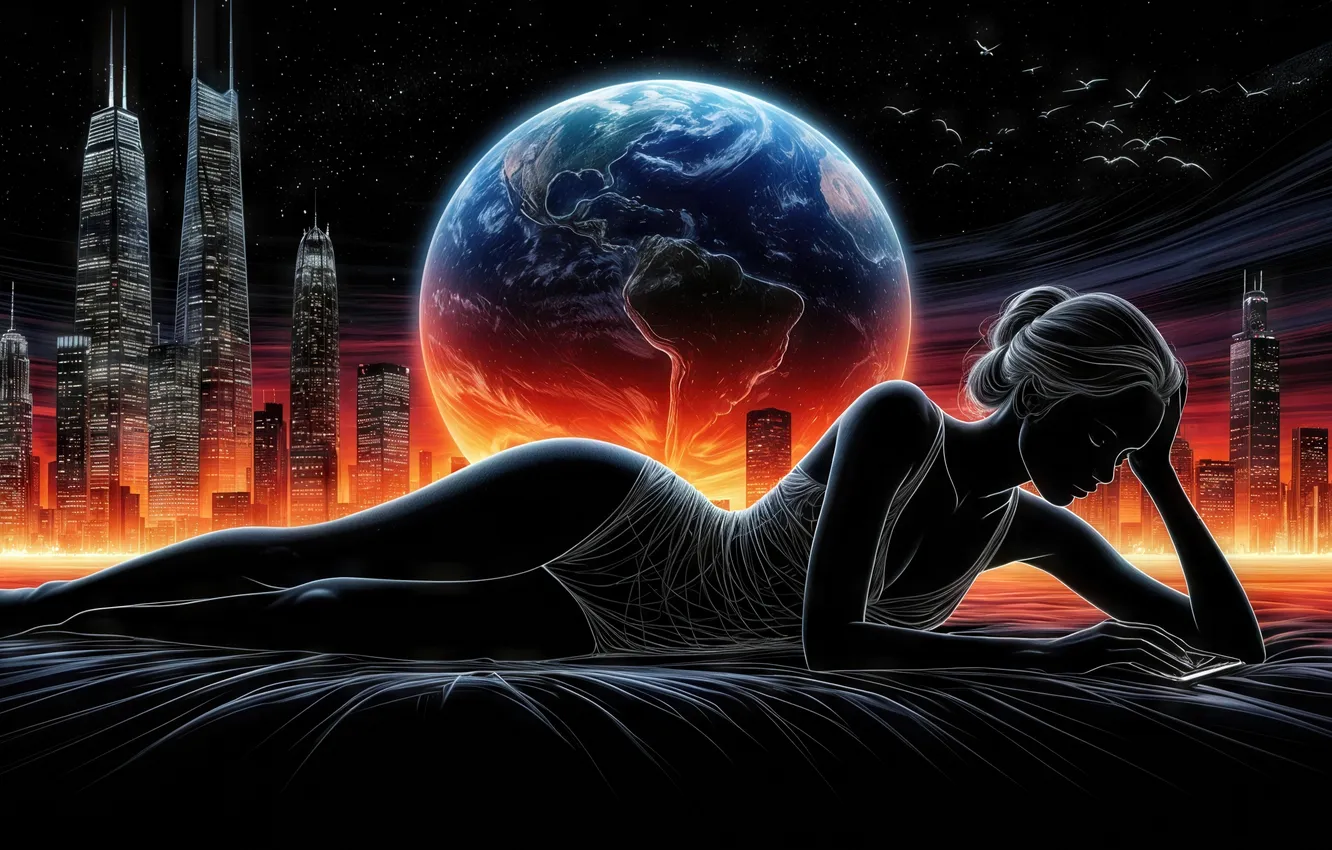 Photo wallpaper girl, woman, beds