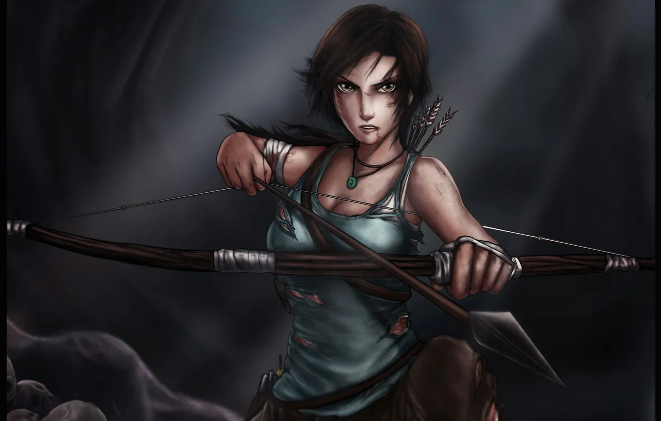 Photo wallpaper girl, bow, lara croft, tomb raider, Lara Croft, tomb raider