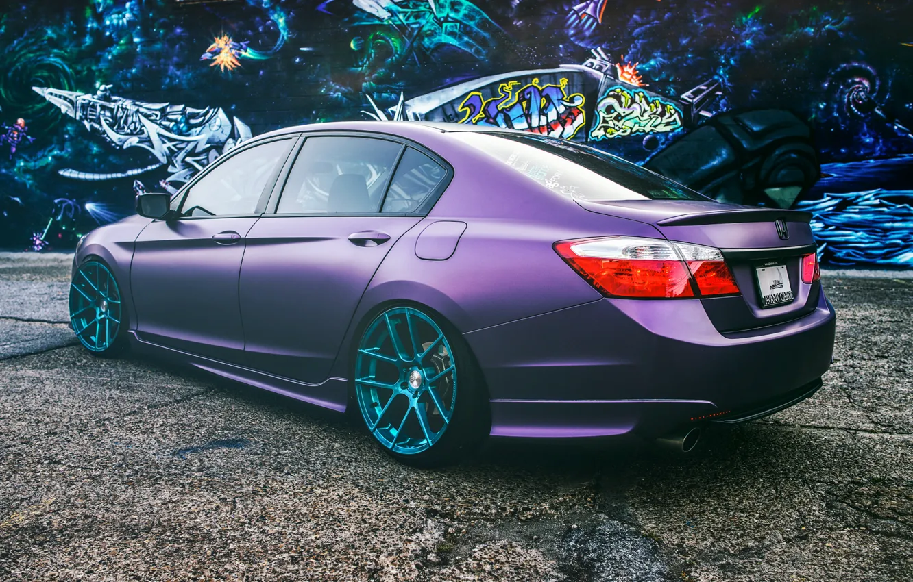 Photo wallpaper Honda, wheels, Honda, Accord, Tuning, purple, rearside, Chord