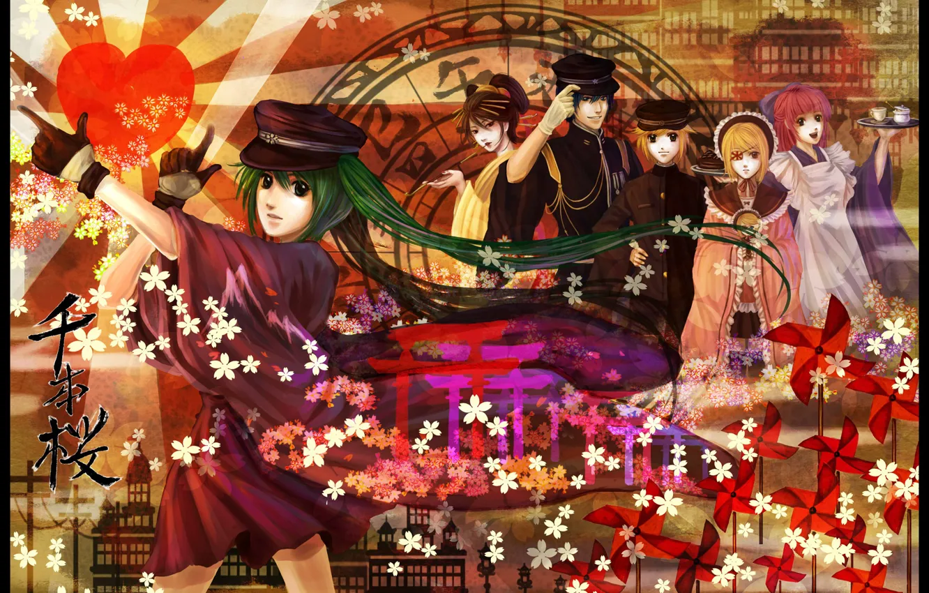Photo wallpaper flowers, anime, Vocaloid, Vocaloid, characters