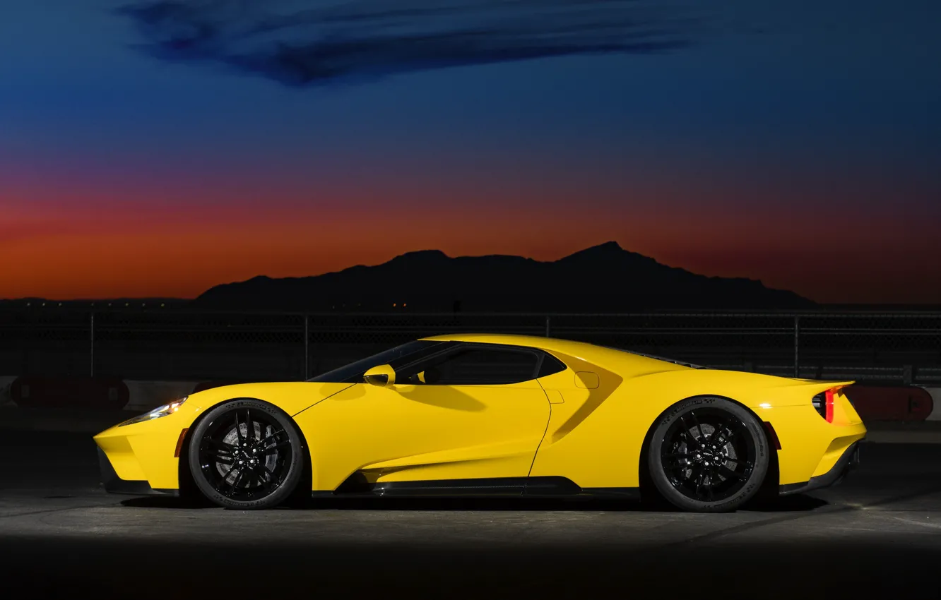 Photo wallpaper Ford, the evening, supercar, Ford GT, side view, 2017