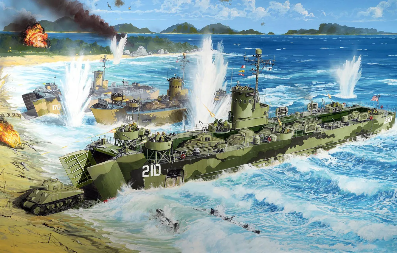 Photo wallpaper amphibious assault ship, Landing Ship Medium, Naval forces of the United States, Amphibious assault