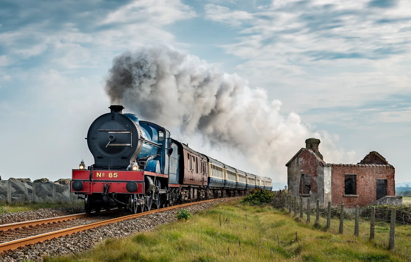 Photo wallpaper smoke, rails, the engine, Ireland