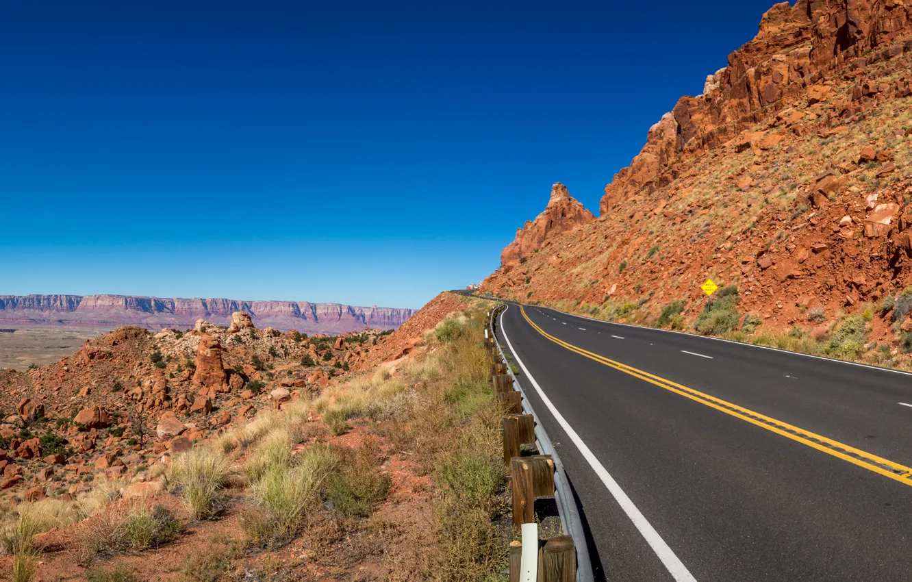 Photo wallpaper USA, road, desert, asphalt