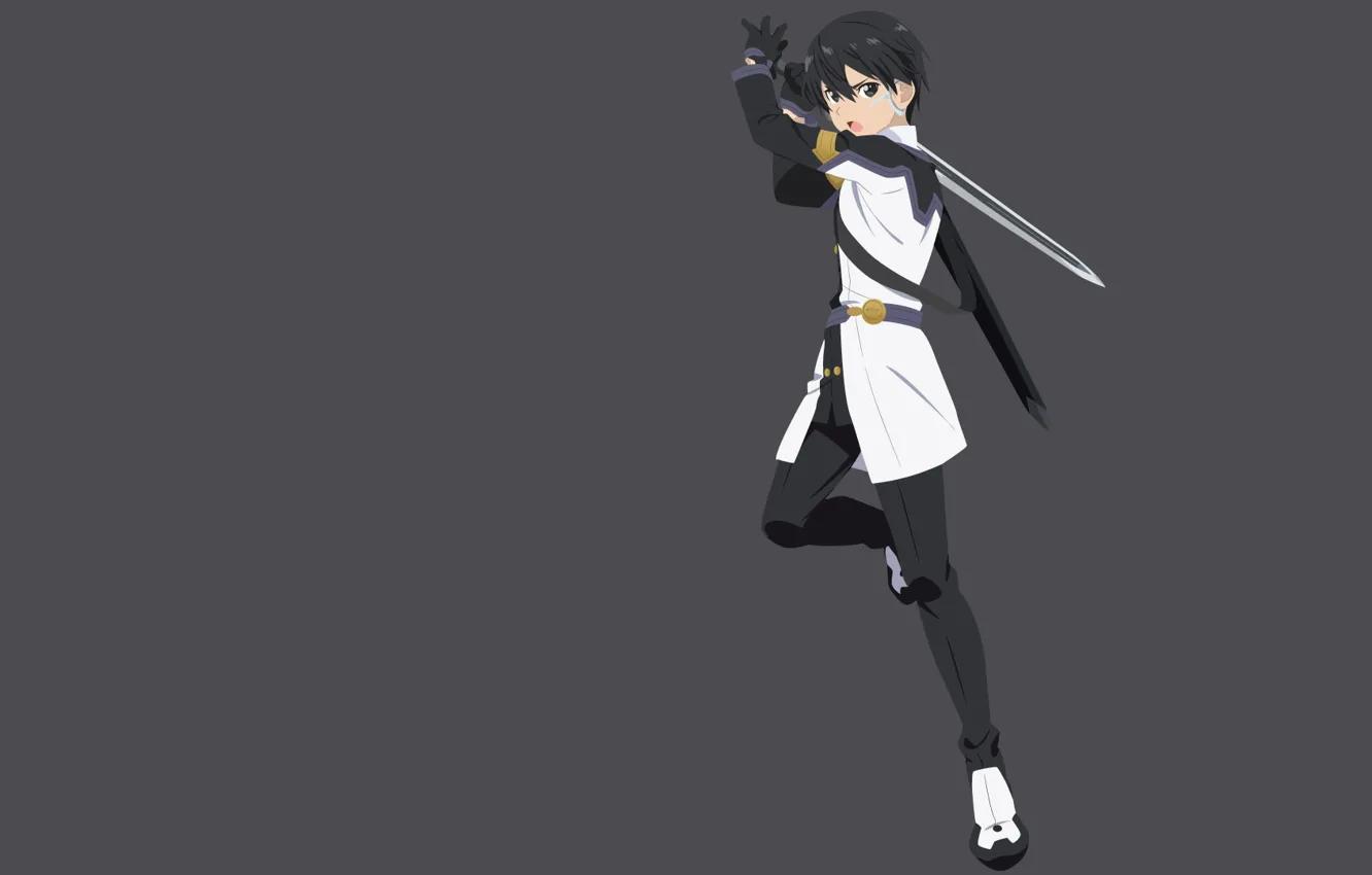 Photo wallpaper sword, anime, art, grey background, Sword art online, Sword Art Online, Kirito