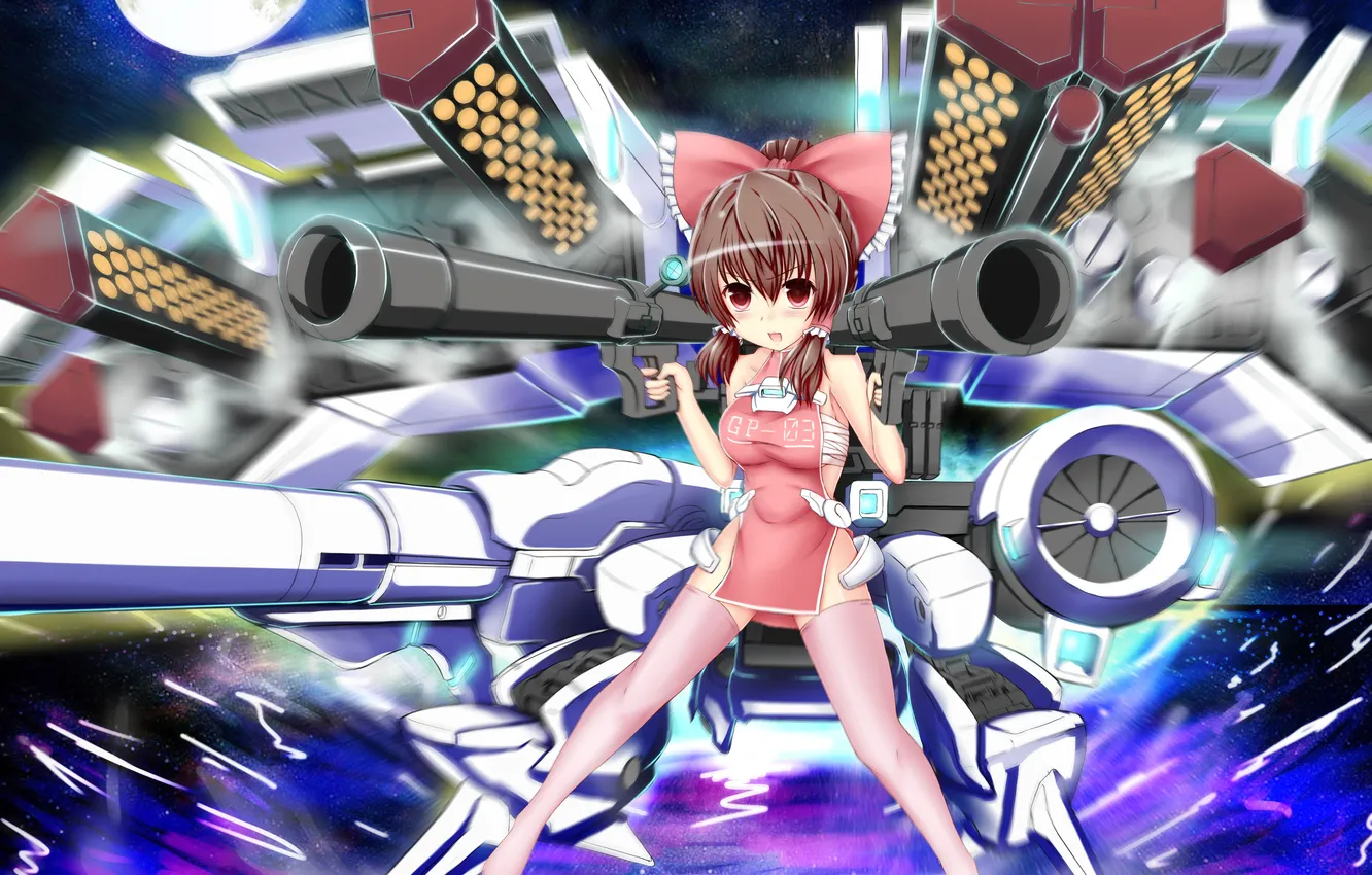 Photo wallpaper girl, weapons, art, figures, bow, touhou, Hakurei Reimu, Zhe Yi Parker