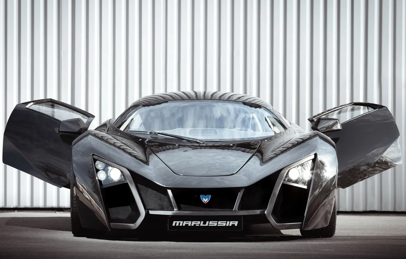 Photo wallpaper black, open doors, MaRussia, Marussia Motors