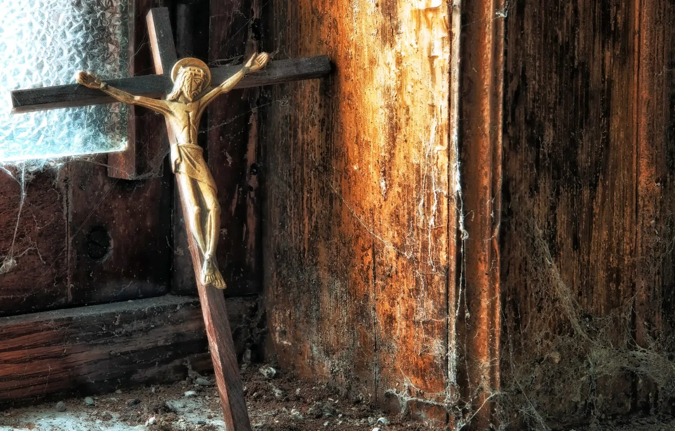 Photo wallpaper background, window, the crucifixion