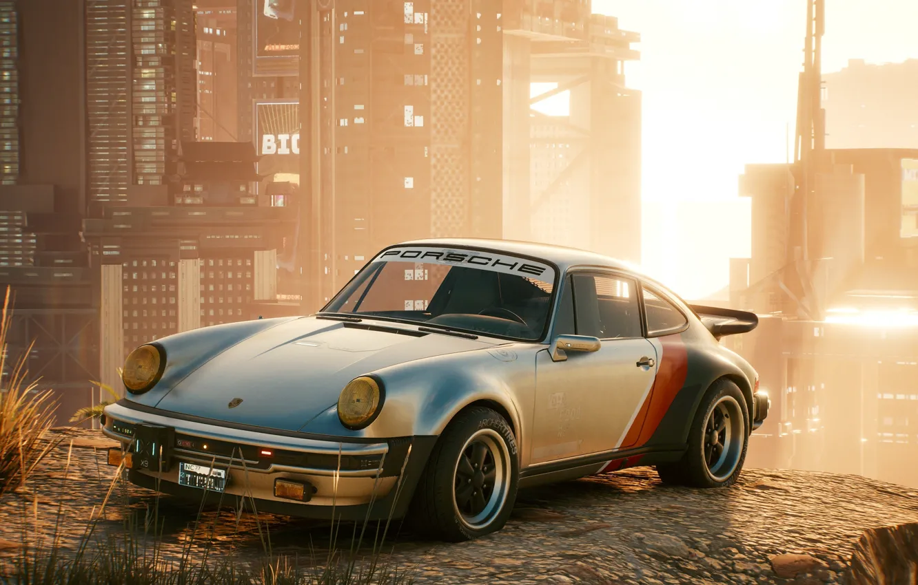 Photo wallpaper car, Porsche, landscape, racing car