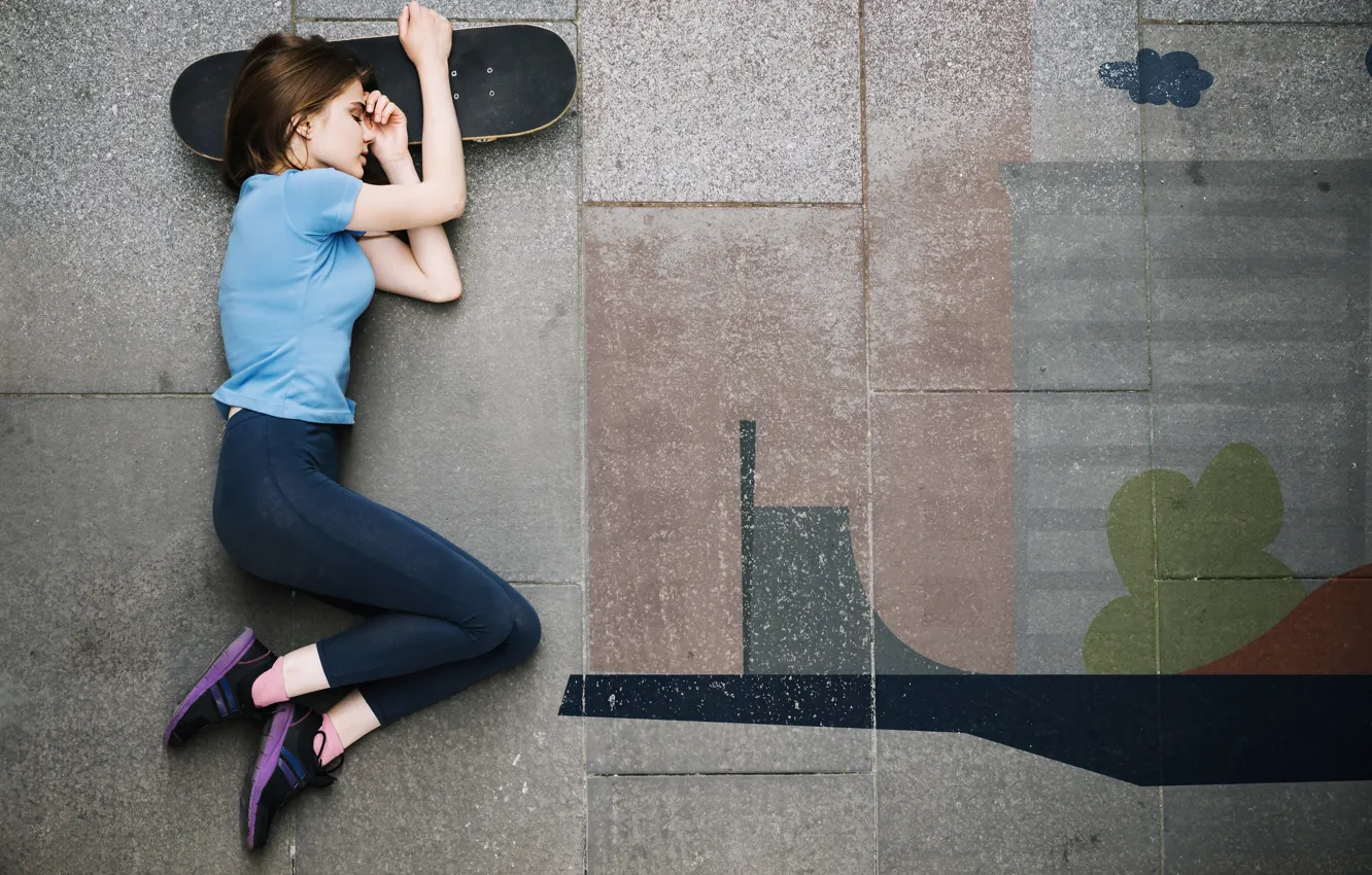 Photo wallpaper scenery, chalk, urban, collage