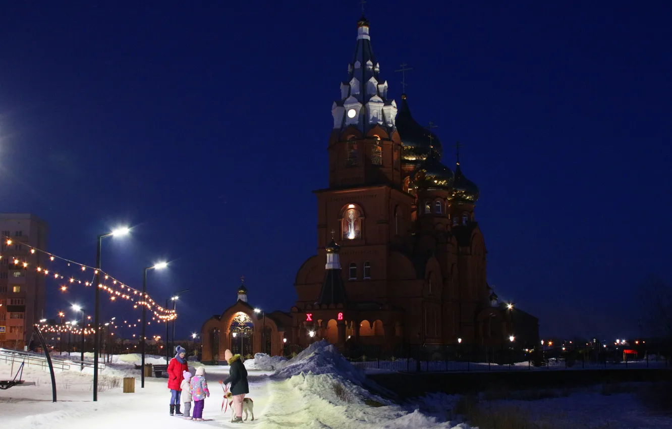 Photo wallpaper the sky, building, home, spring, the evening, Russia, architecture, twilight