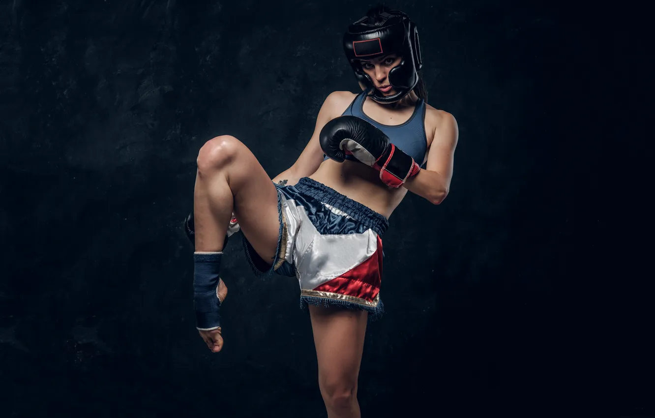 Photo wallpaper girl, boxing, Boxer, sports, kickboxing, sports uniform