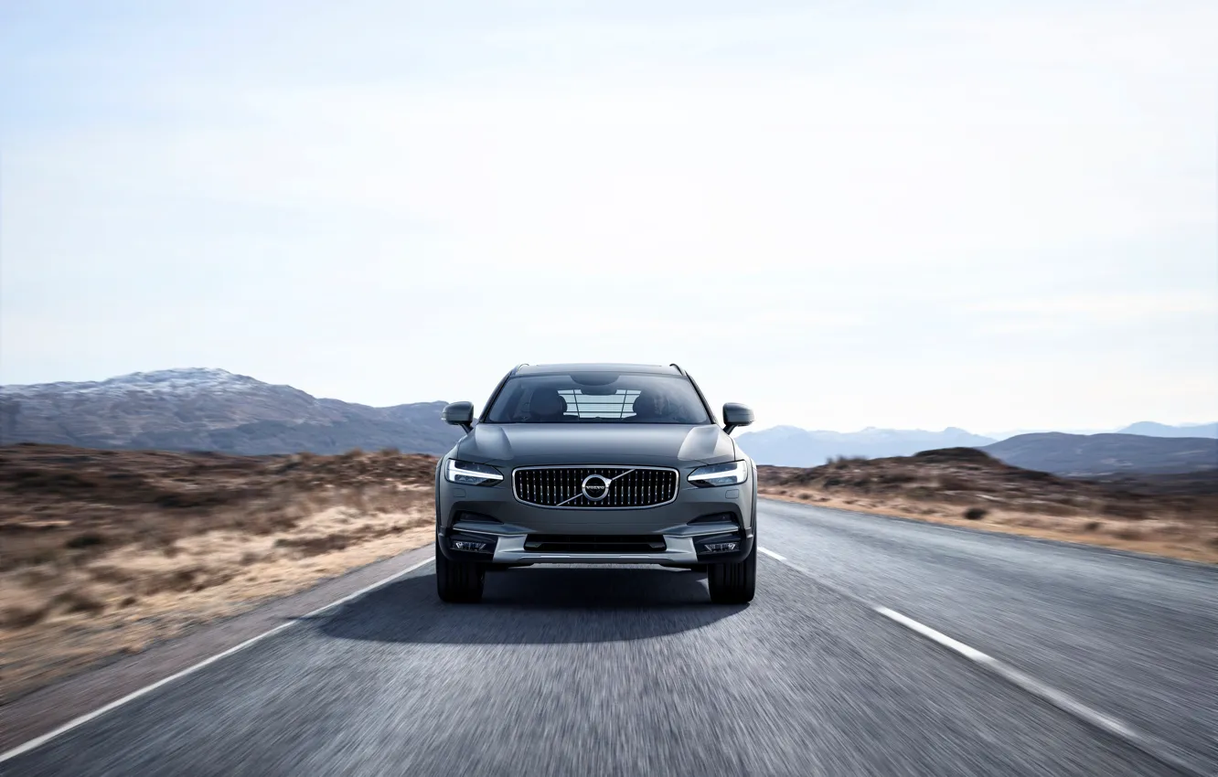Photo wallpaper Volvo, Car, Road, Silver, Cross Country, Drive, Universal, 2017