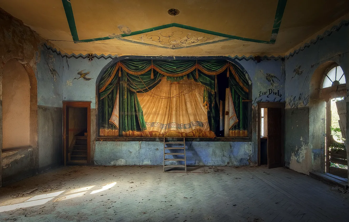 Photo wallpaper scene, ladder, hall