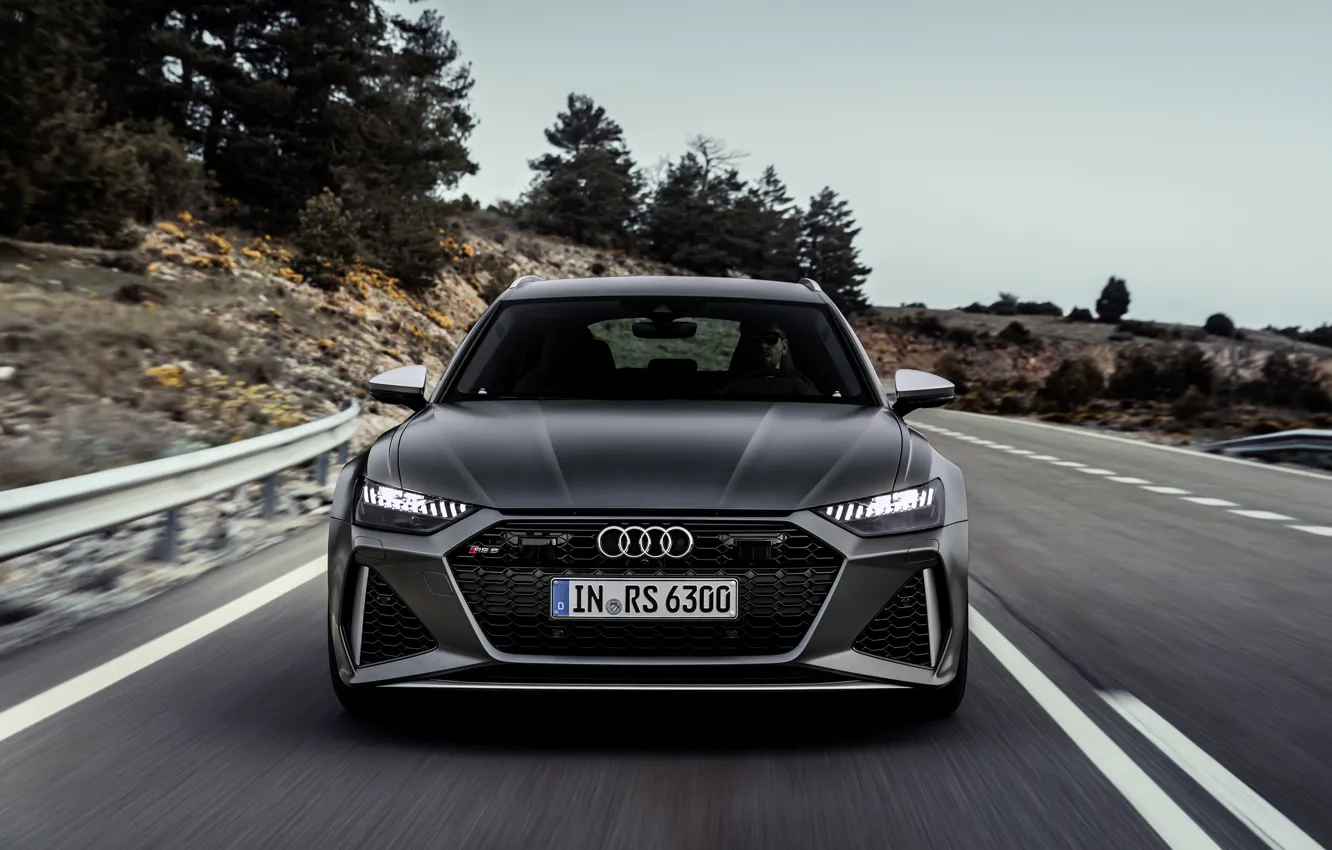 Photo wallpaper road, Audi, before, universal, RS 6, 2020, 2019, dark gray