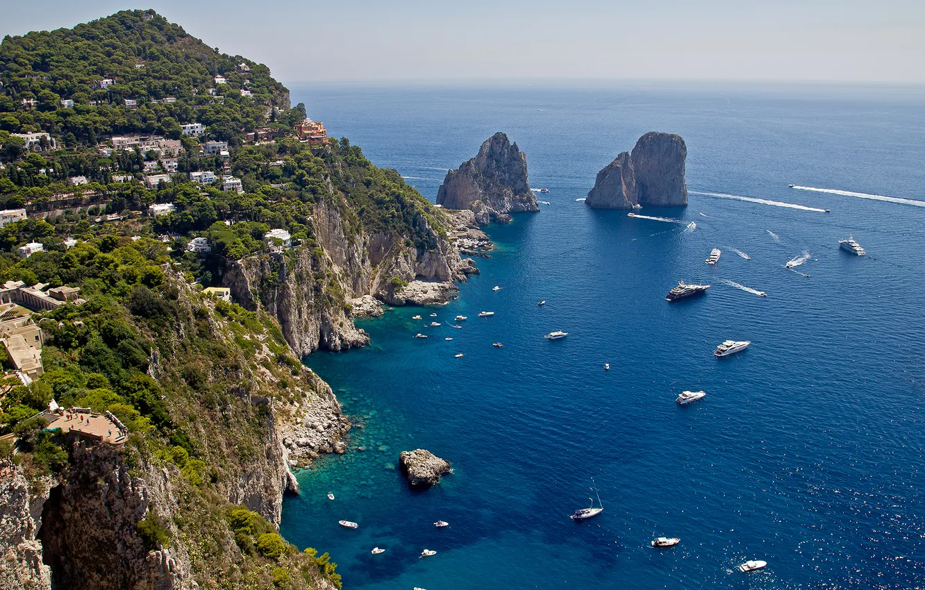 Photo wallpaper sea, the sky, rocks, island, Italy, Capri