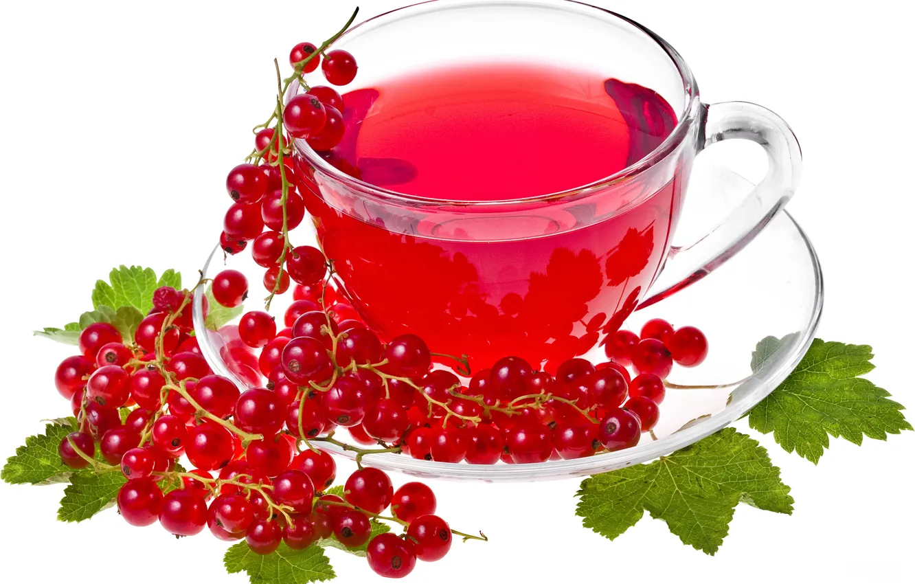 Photo wallpaper tea, Cup, currants