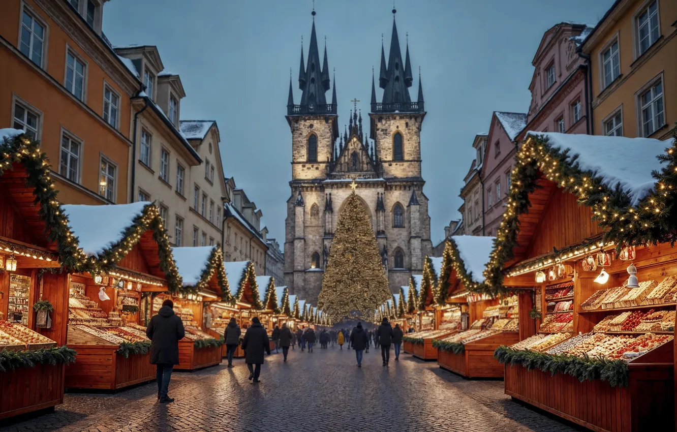 Photo wallpaper decoration, city, the city, street, new year, Christmas, Christmas, street