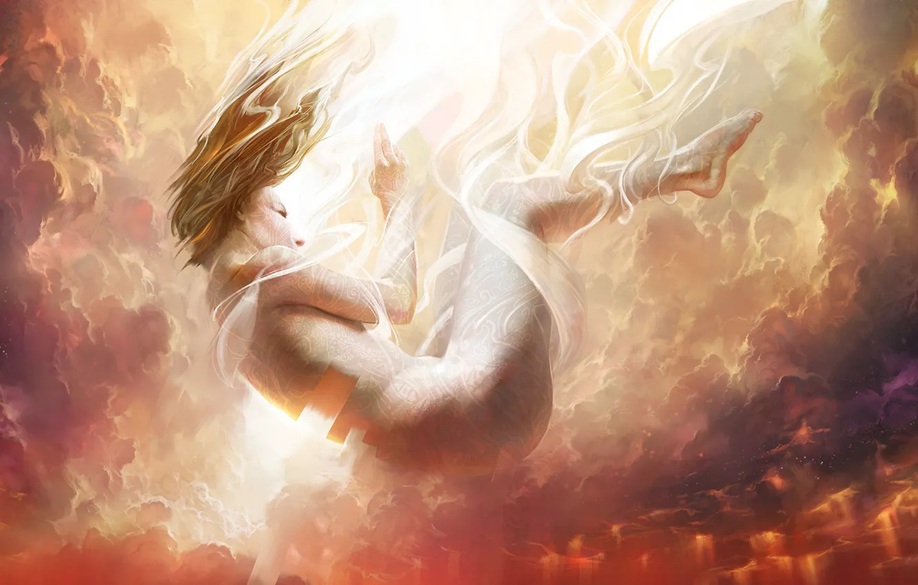 Photo wallpaper girl, space, nebula