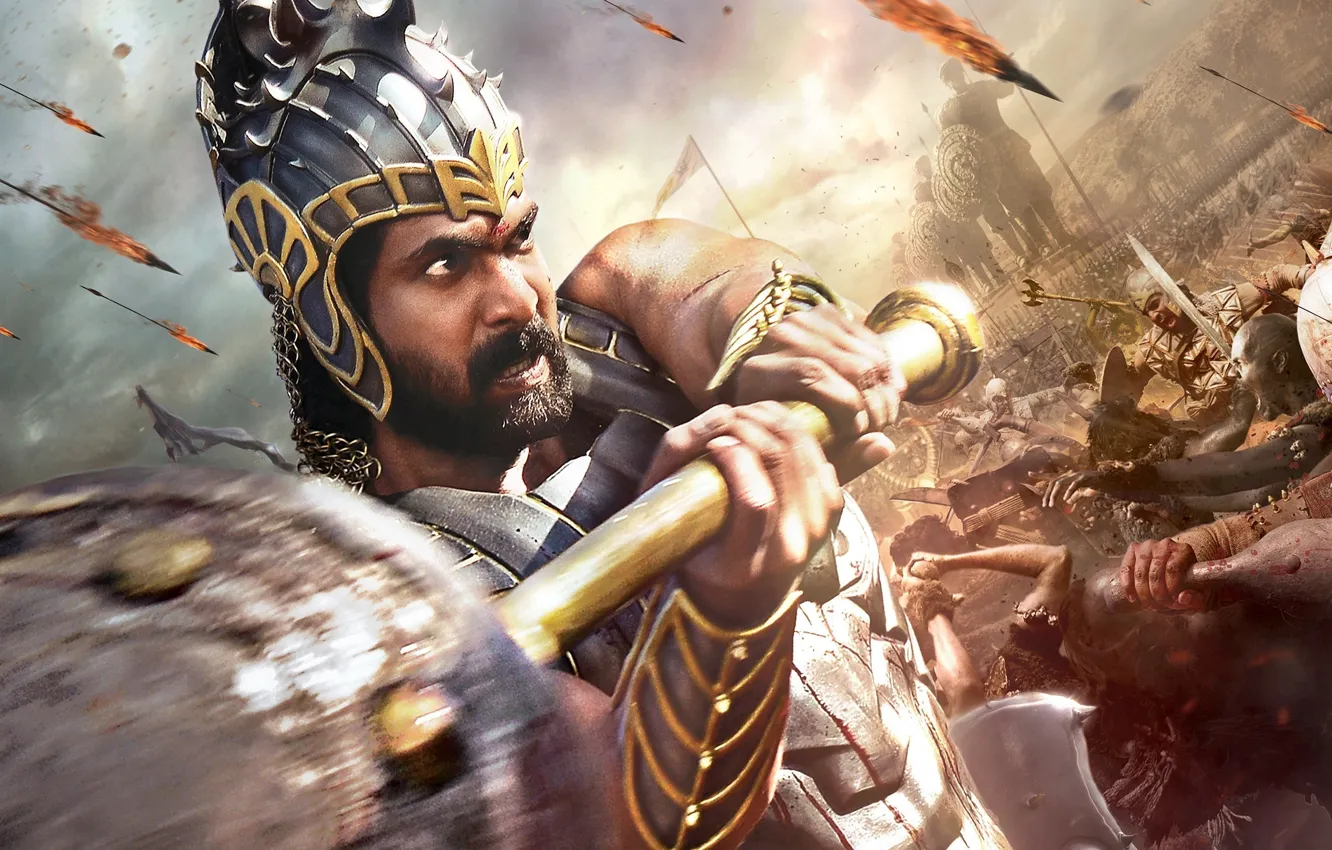 Photo wallpaper cinema, fire, battlefield, sword, weapon, war, dust, army