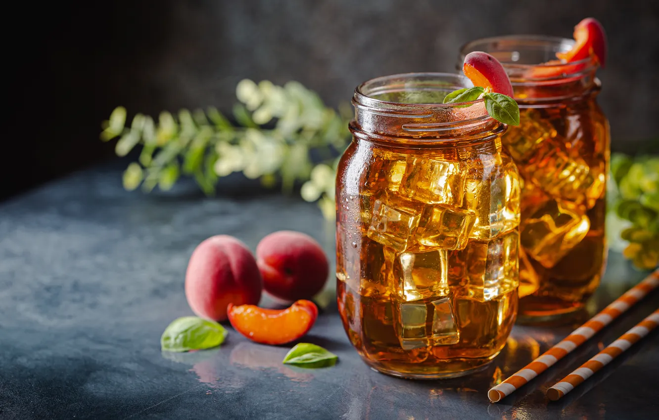 Photo wallpaper tea, Bank, ice cubes