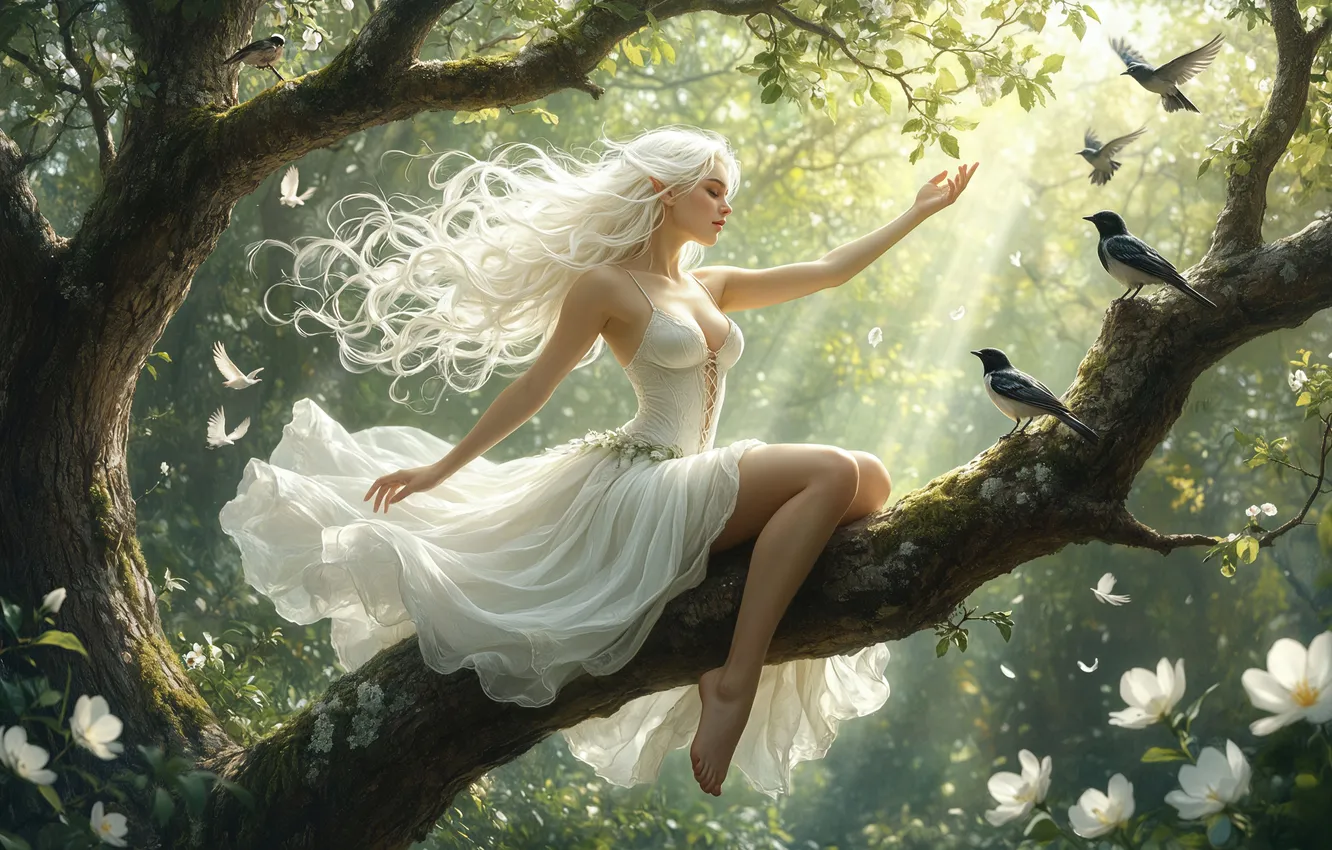 Photo wallpaper forest, fairy, tree