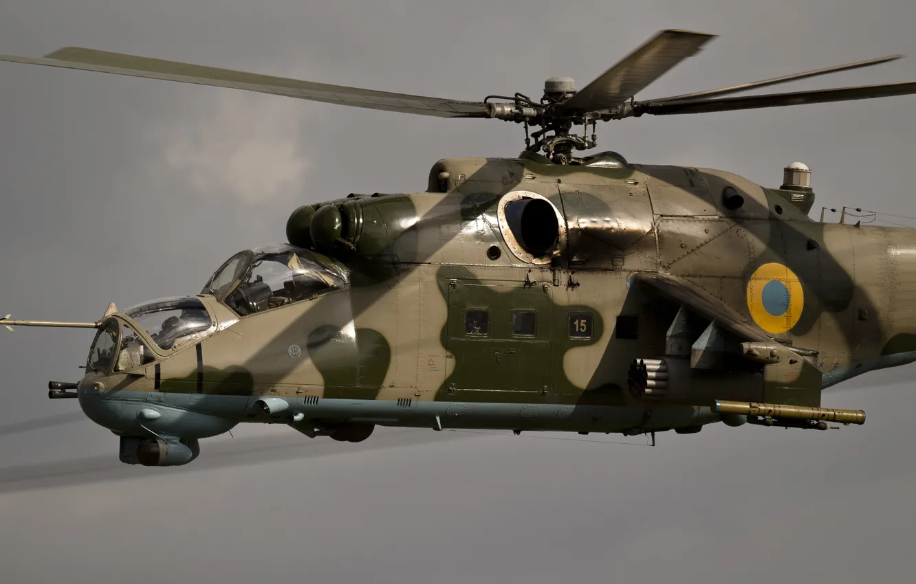 Photo wallpaper flight, crocodile, cabin, helicopter, Hind, shock, Mi-24P, Mile