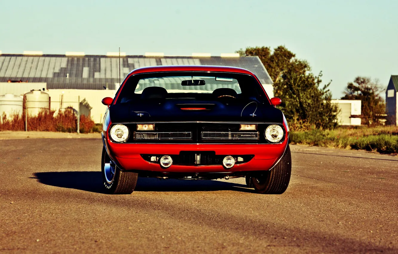 Photo wallpaper Muscle, Red, Car, Old, Plymouth Hemi CUDA