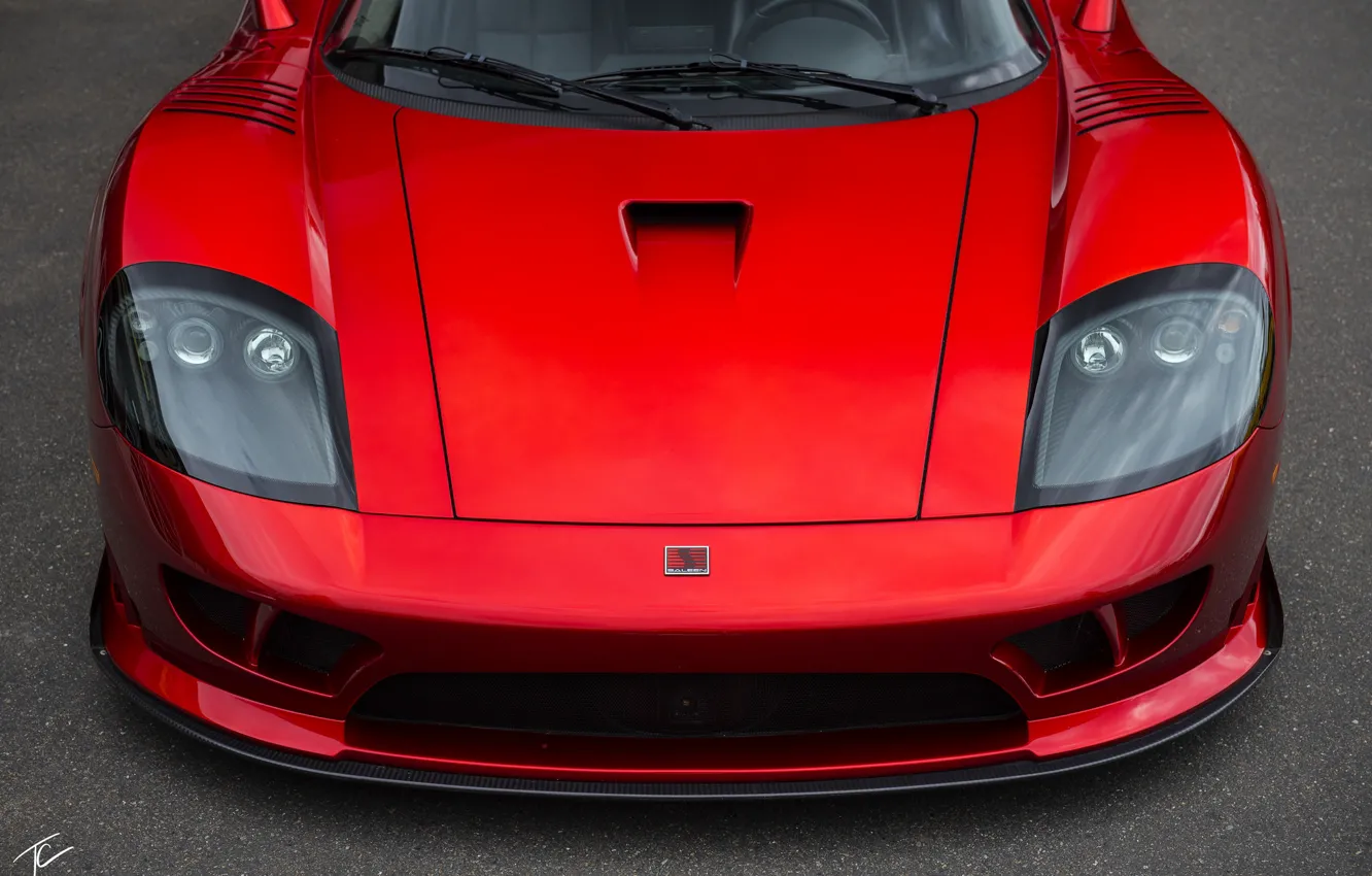 Photo wallpaper red, the hood, sports car, the front, Twin Turbo, Saleen S7, manual Assembly