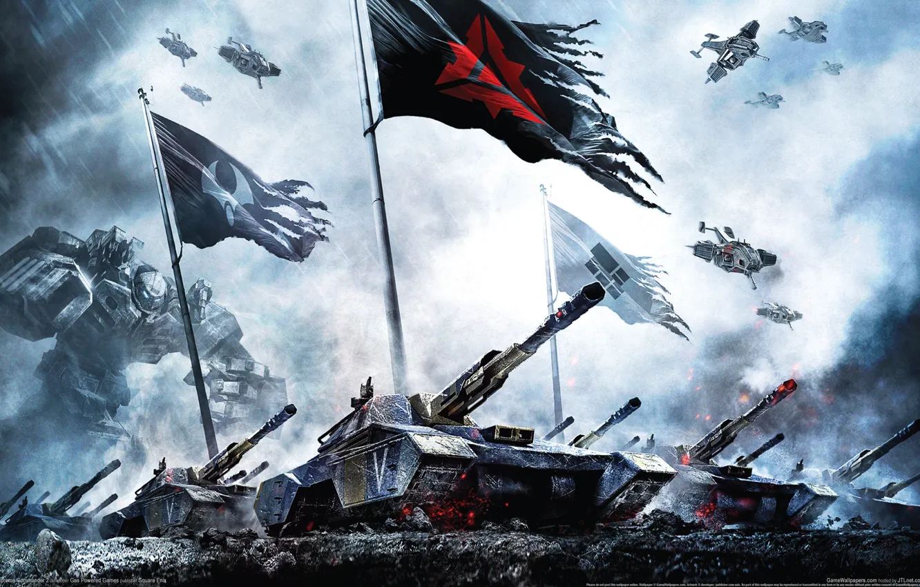 Photo wallpaper flag, tank, supreme commander, Supreme commander