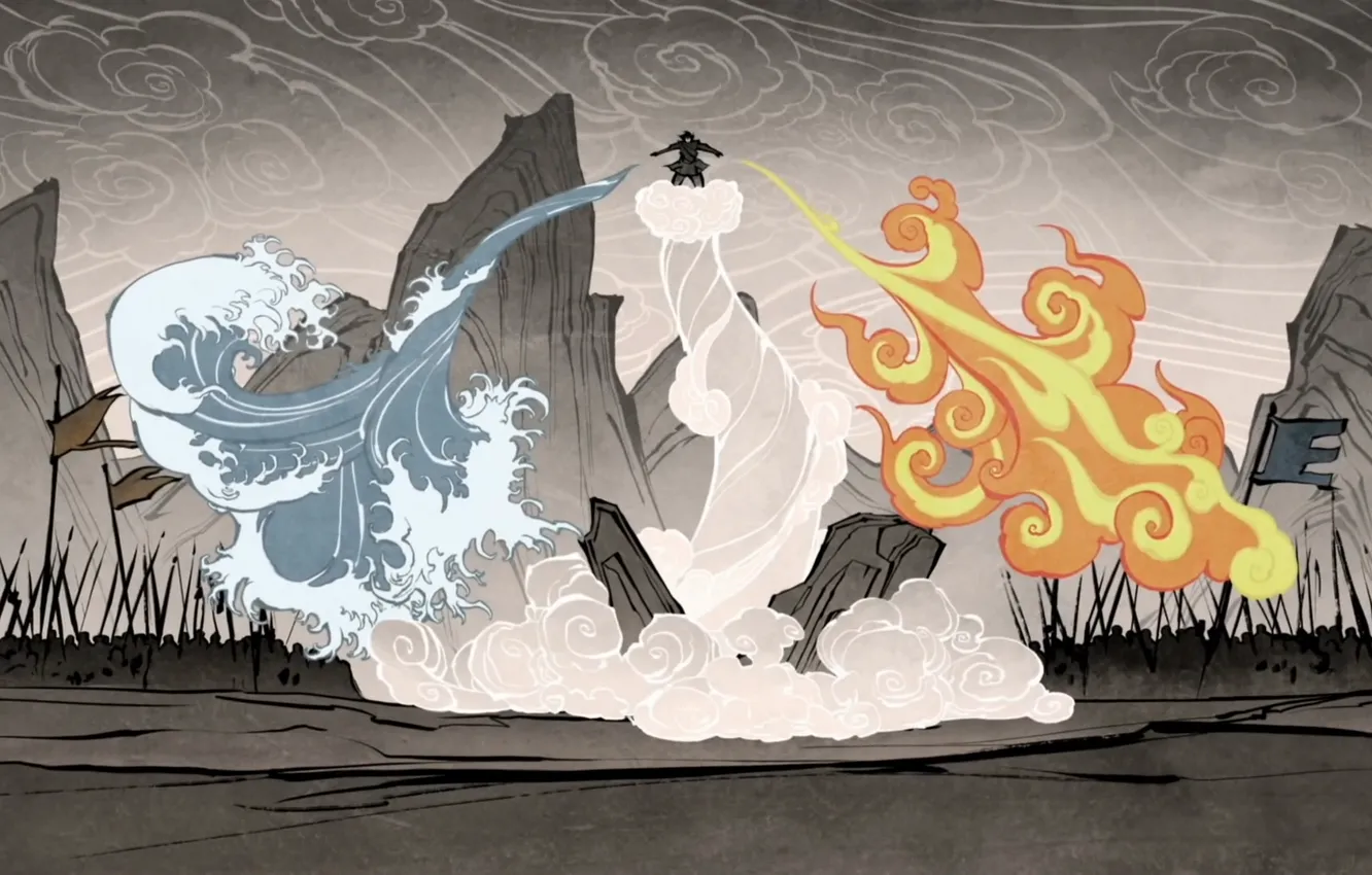 Photo wallpaper water, fire, earth, element, magic, the air, battle, avatar