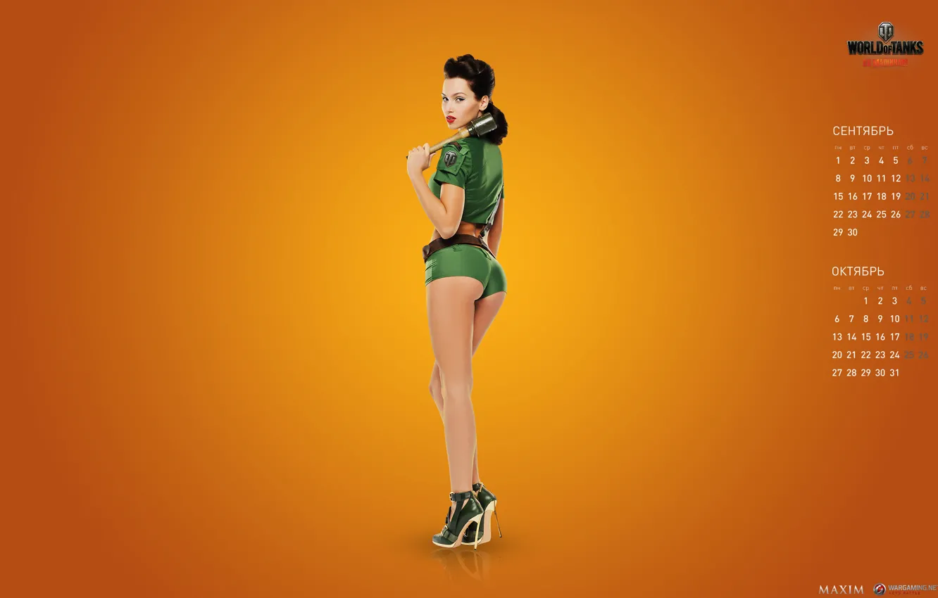 Photo wallpaper girl, October, calendar, September, Wargaming