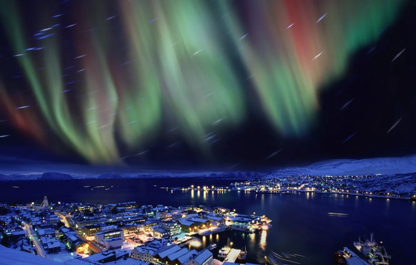 Photo wallpaper Aurora borealis, Norway, Hammerfest