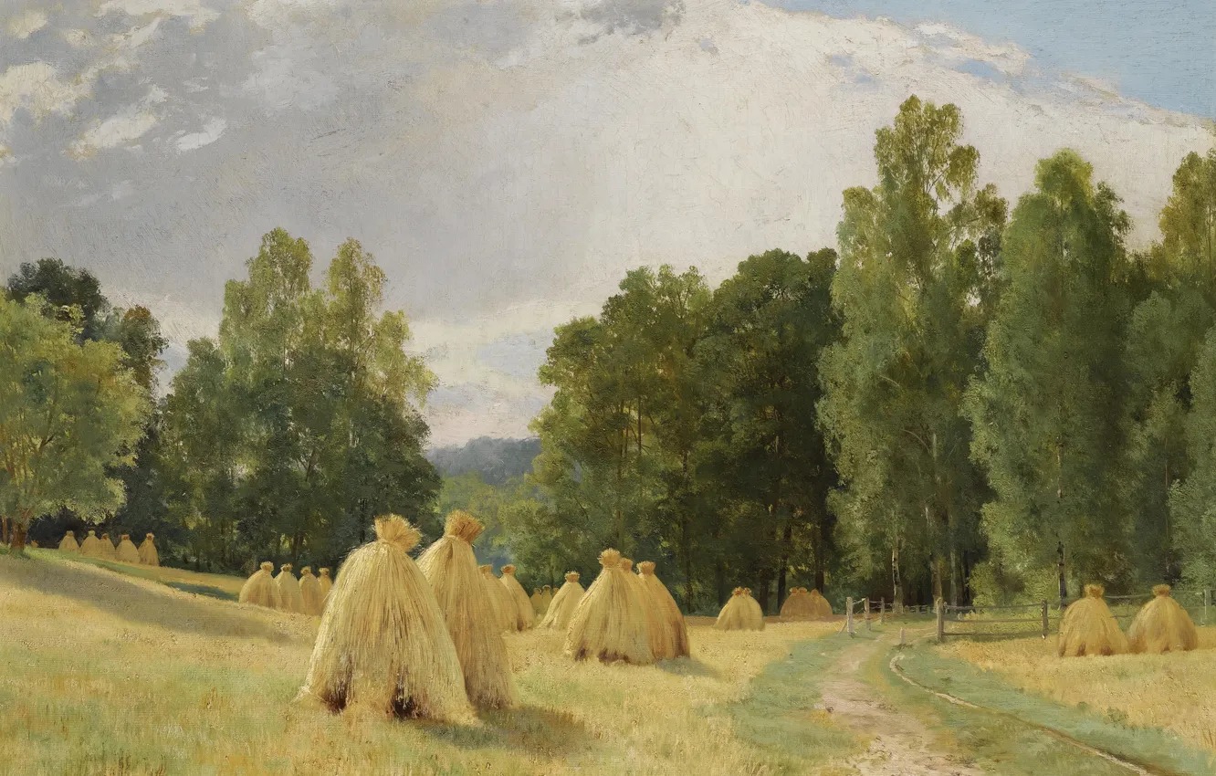 Photo wallpaper picture, hay, stack Transfiguration, Ivan Shishkin