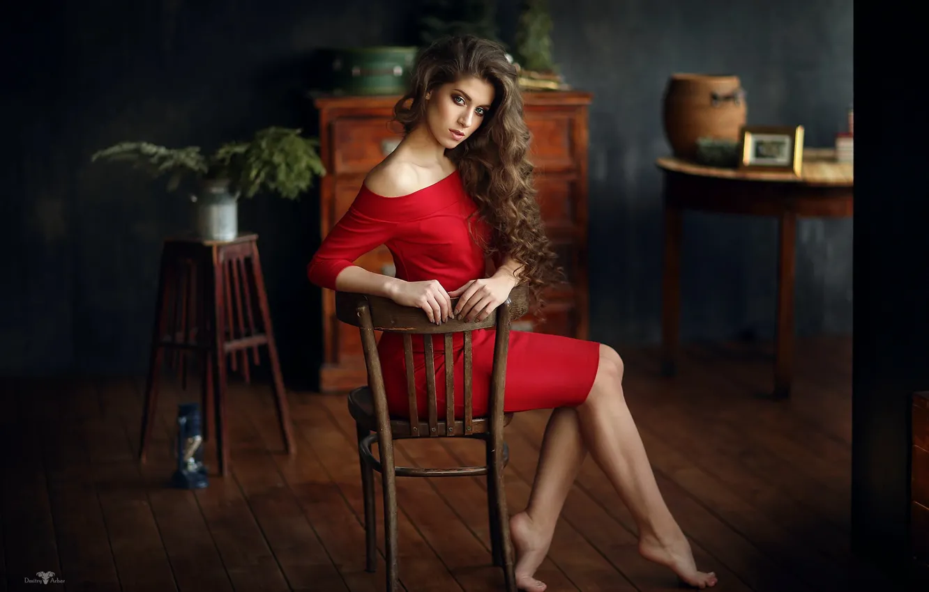 Photo wallpaper girl, legs, in red, Yana, Dmitry Arhar, Dmitry Arhar