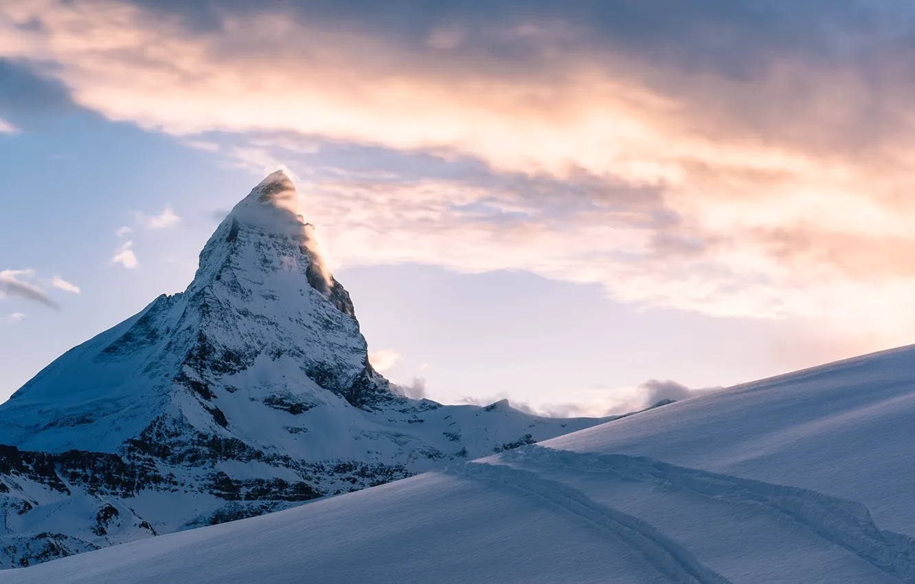 Photo wallpaper winter, snow, mountains