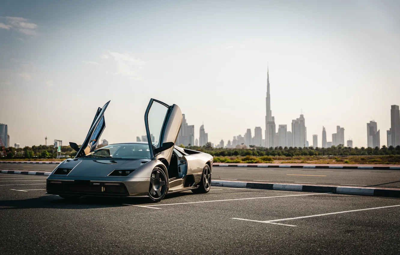 Photo wallpaper Lamborghini, City, Grey, Town, Lamborghini Diablo, 2023, Eccentric, Eccentric Restomod