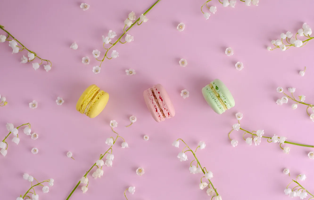 Photo wallpaper flowers, cookies, lilies of the valley, almond