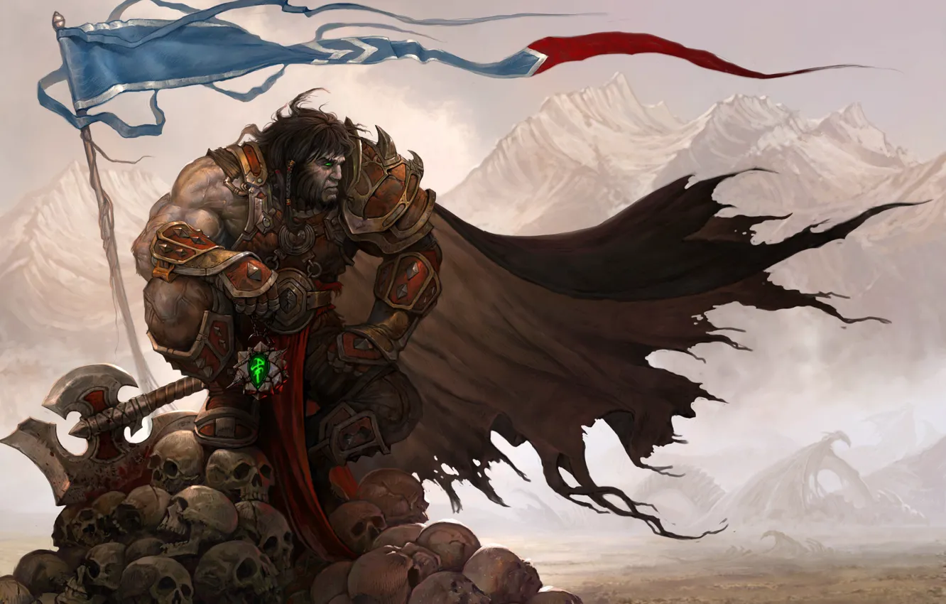 Photo wallpaper skull, warrior, axe, MRAK