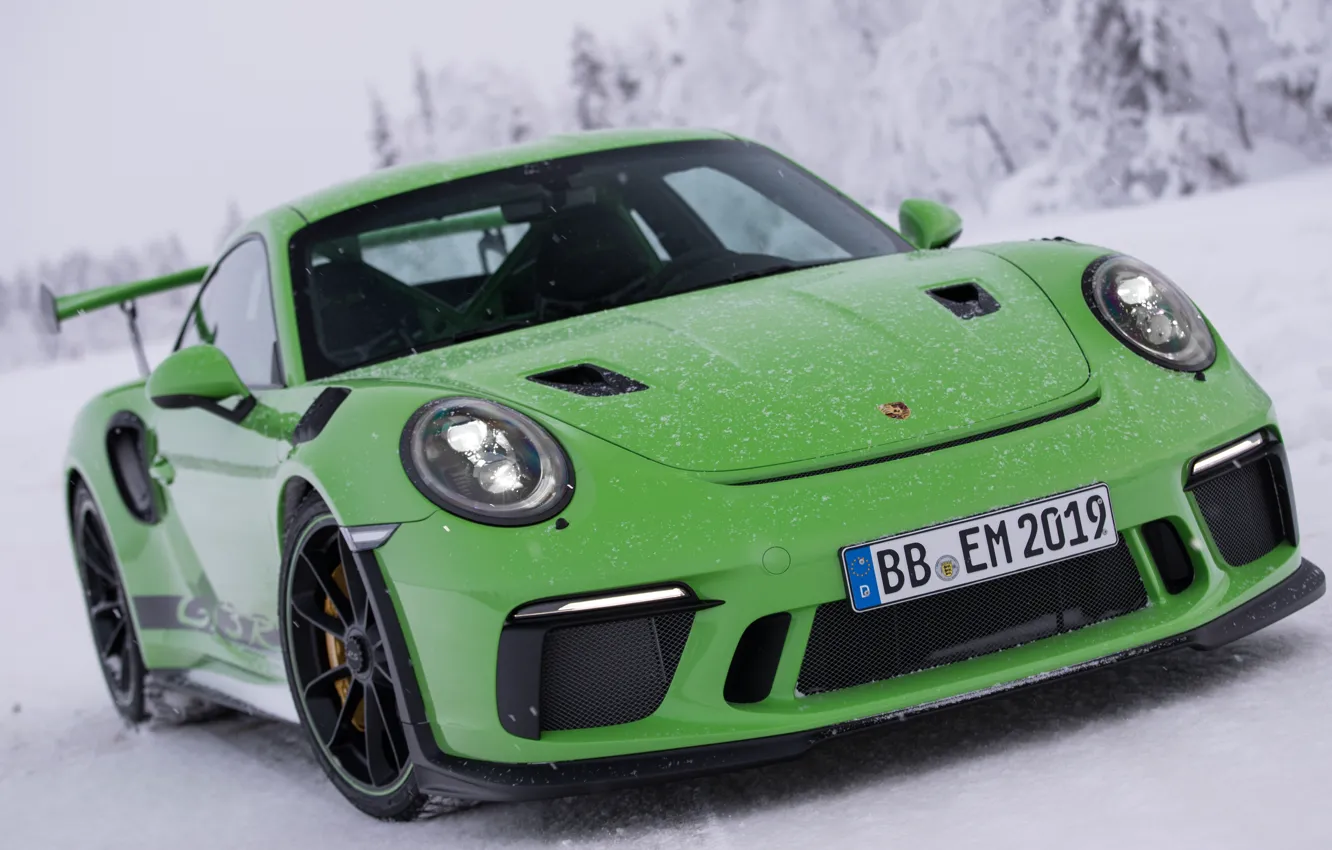 Photo wallpaper winter, 911, Porsche, supercar, 2018, GT3 RS